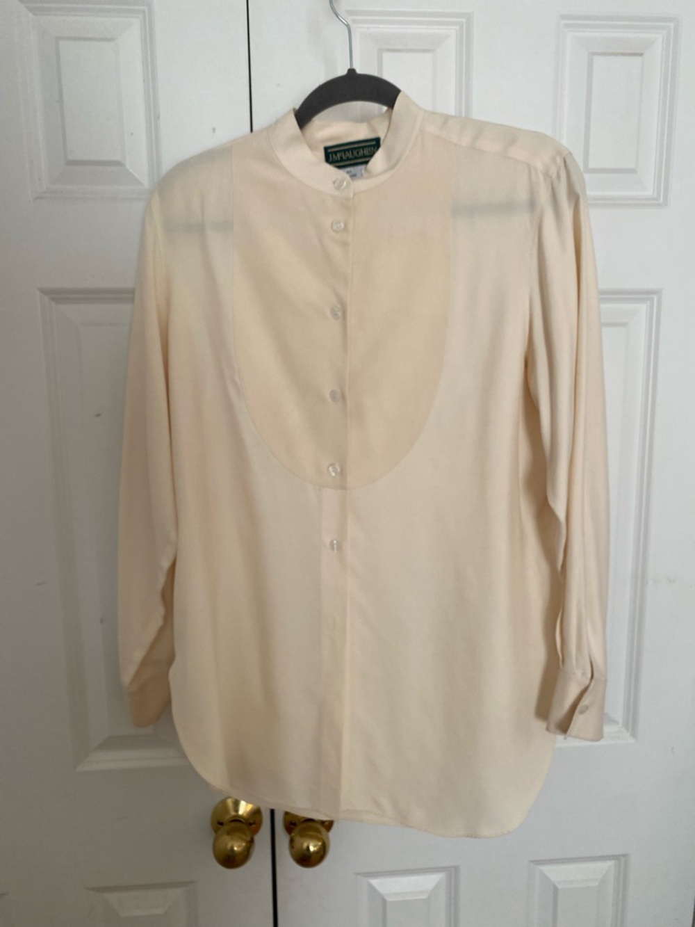 Vintage J McLaughlin Silk Button Blouse Shirt Cream Size 8